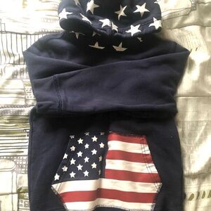 H&M Blue and Red Hooded Sweatshirt with Patriotic Design